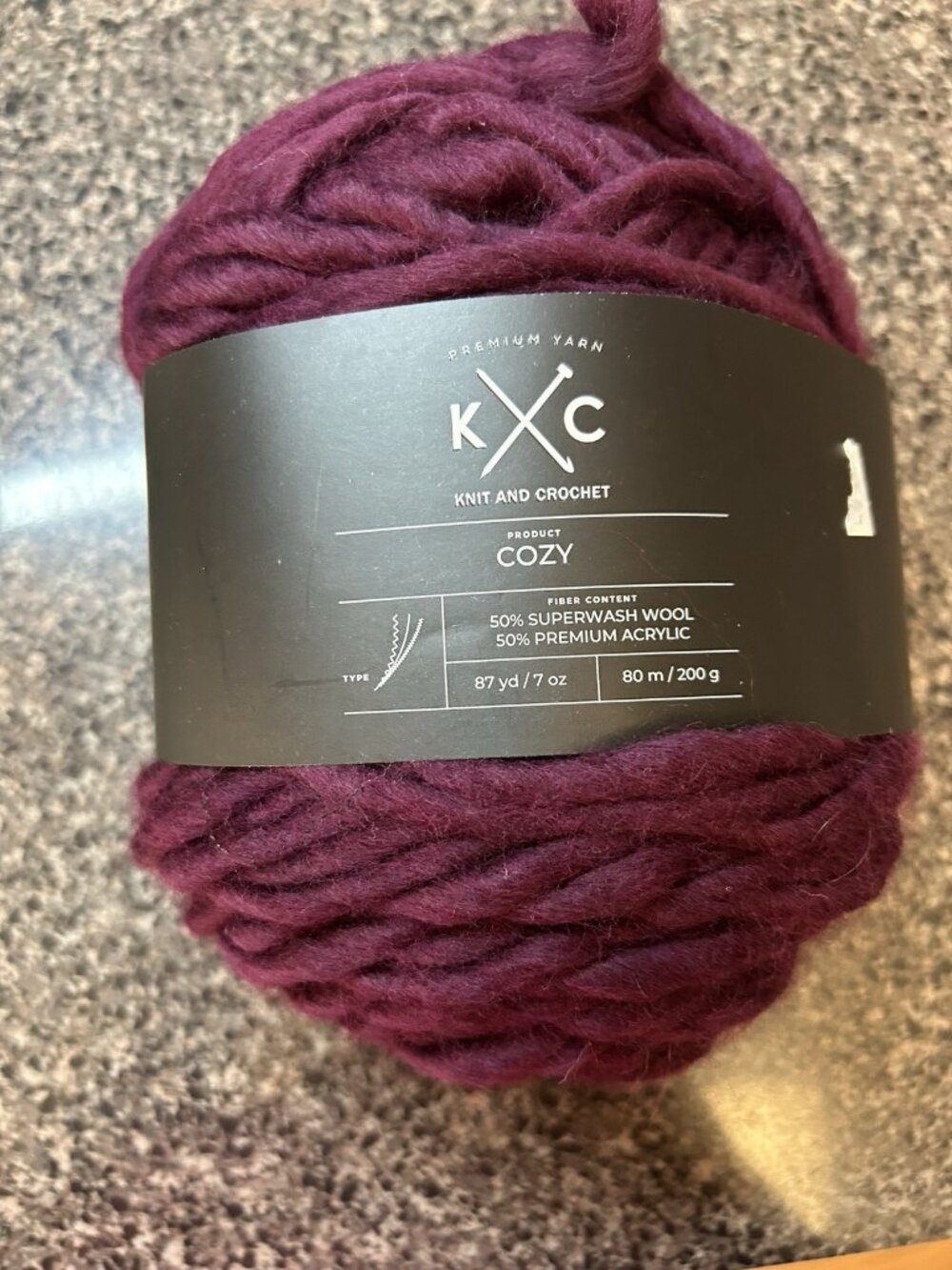 K+C Cozy Super Bulky Chunky Roving Yarn in Plum Purple